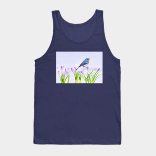 Parula Warbler Perched on Crocus Flowers Tank Top